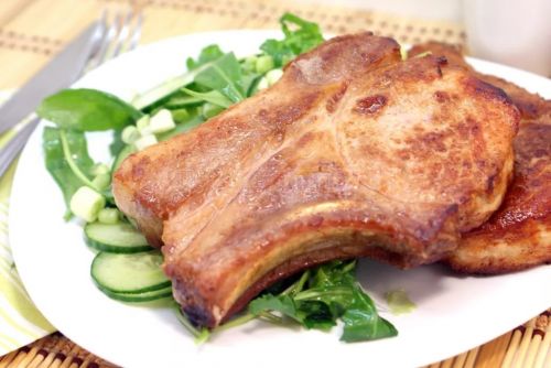 Свинина, свежая, средняя часть филе , с костью, отдельно мясо и жир,обжаренная