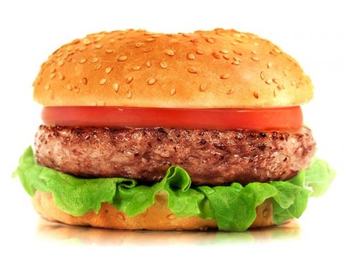 Фаст-фуд, гамбургер, двойной, с одной стандартной котлетой, с приправами и фирменным соусом
