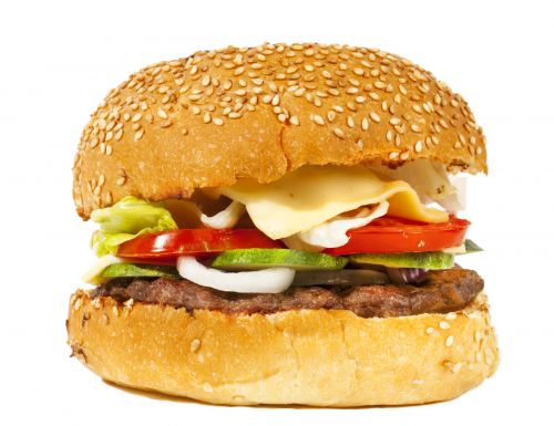 Фаст-фуд, гамбургер, с одной стандартной котлетой, неприправленный