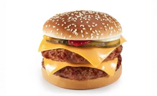 Фаст-фуд, чизбургер, двойной, со стандартной котлетой, приправленный