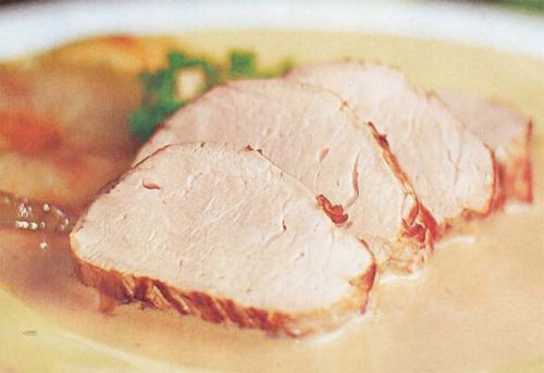 Свинина, свежая, филе, мясо вместе с жиром, тушеная