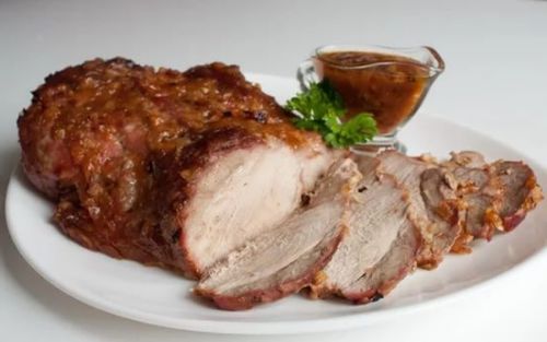 Свинина, свежая, филе с лопатки , с костью, отдельно мясо и жир, печеная