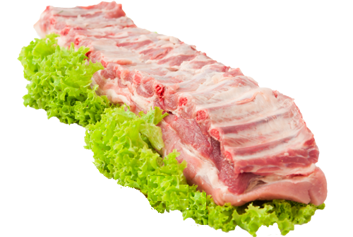 Свинина, свежая, средняя часть филе с ребер , с костью, отдельно мясо и жир, сырая