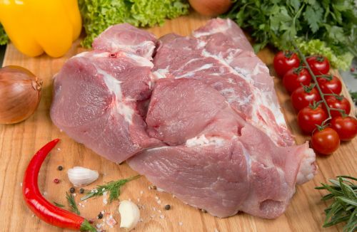 Свинина, свежая, нога(ветчина), кострец, мясо вместе с жиром, сырая