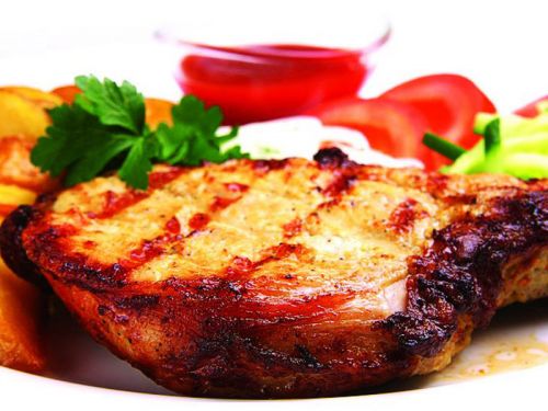 Свинина, свежая, верхний край лопаточной части, мясо вместе с жиром, жареная