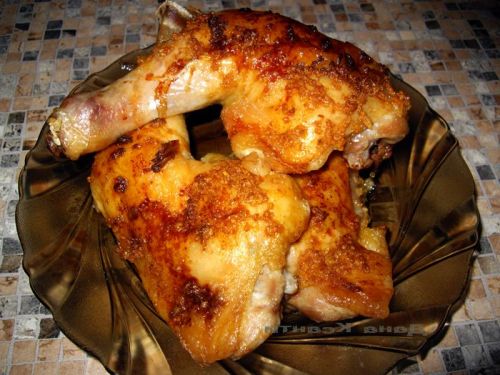 Курица, бройлеры или цыплята, окорочка, мясо, кожа, приготовленные, обжаренные в панировке