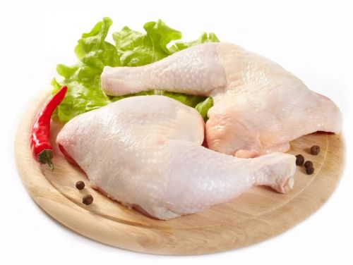 Курица, бройлеры или цыплята, окорочка, мясо и кожа, сырые