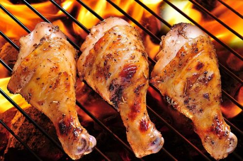 Курица, бройлеры или цыплята, ножки, только мясо, приготовленное, жареное на открытом огне