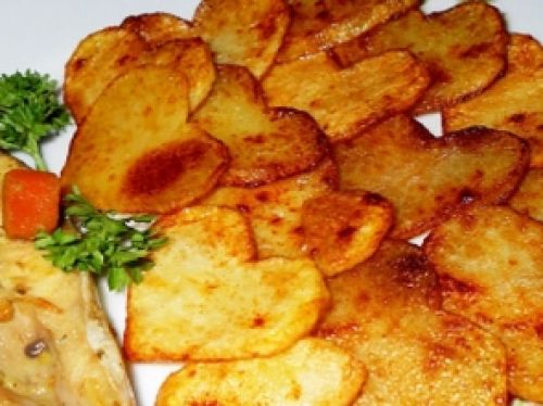 Картофель кружочками с добавлением маргарина, домашнего приготовления